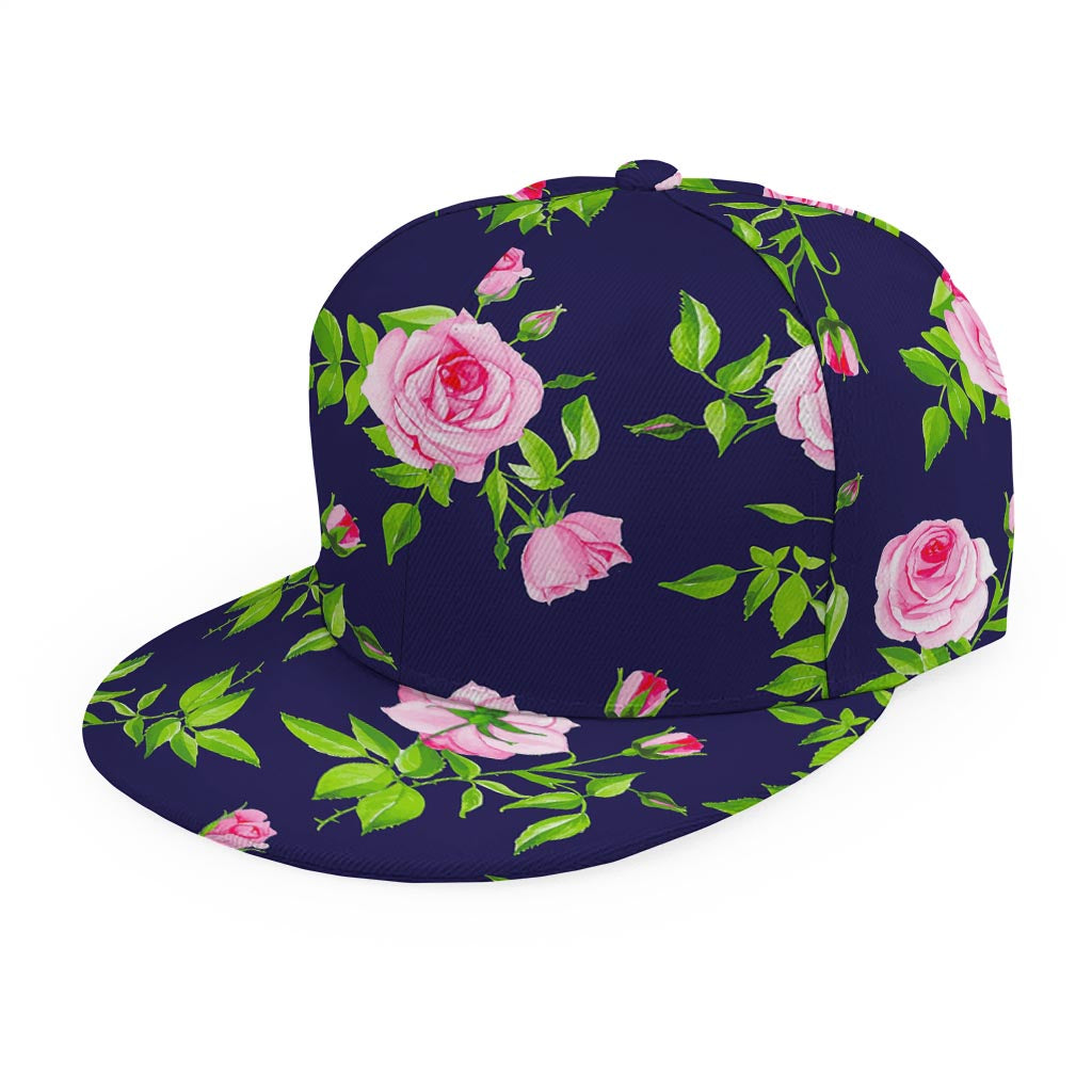 Pink Rose Floral Flower Pattern Print Snapback Cap
