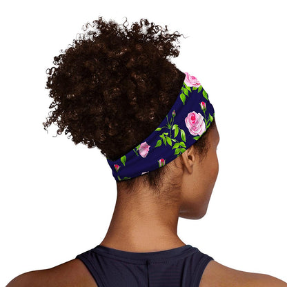 Pink Rose Floral Flower Pattern Print Sports Headband