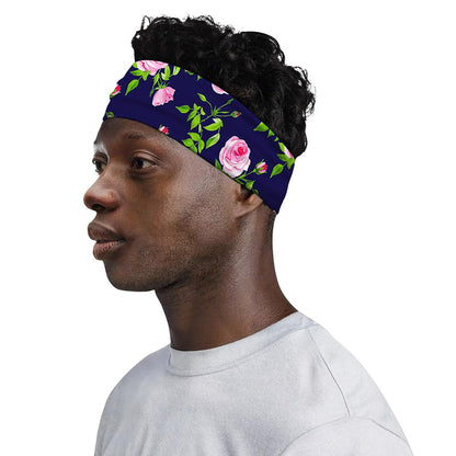 Pink Rose Floral Flower Pattern Print Sports Headband