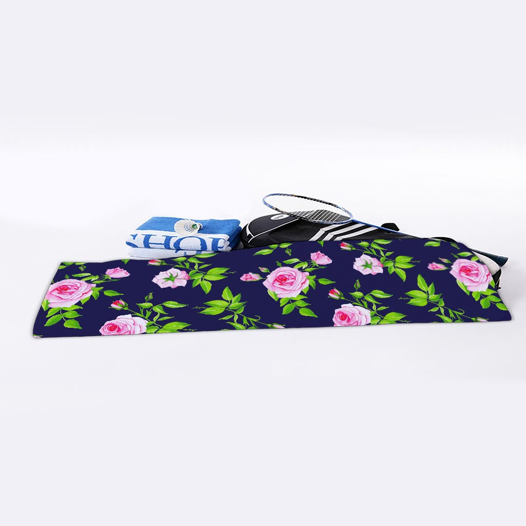 Pink Rose Floral Flower Pattern Print Sports Towel