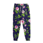 Pink Rose Floral Flower Pattern Print Sweatpants