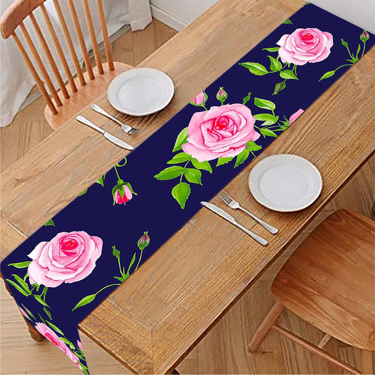 Pink Rose Floral Flower Pattern Print Table Runner