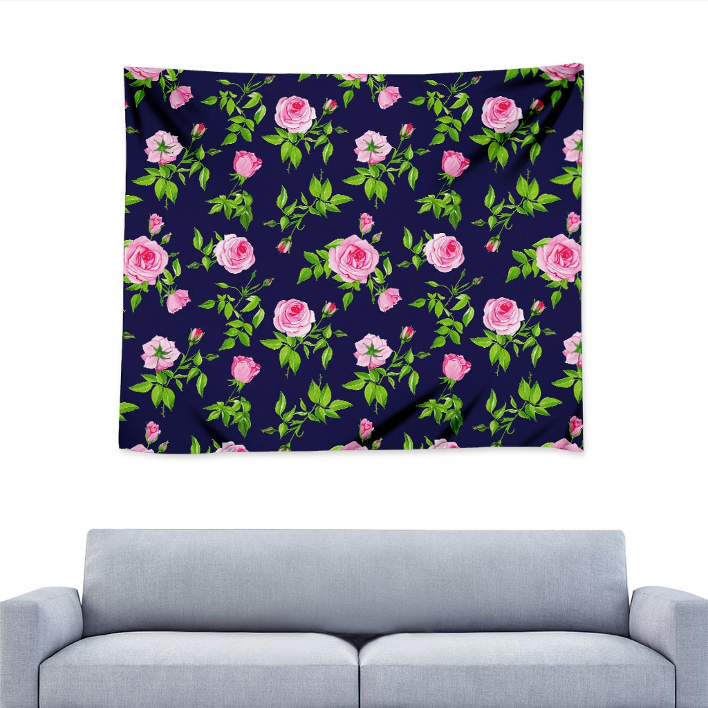 Pink Rose Floral Flower Pattern Print Tapestry