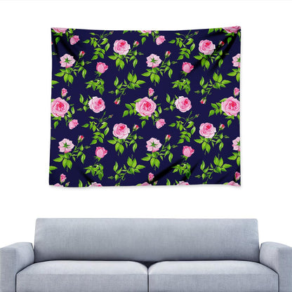 Pink Rose Floral Flower Pattern Print Tapestry