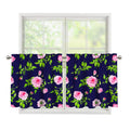Pink Rose Floral Flower Pattern Print Tier Curtains
