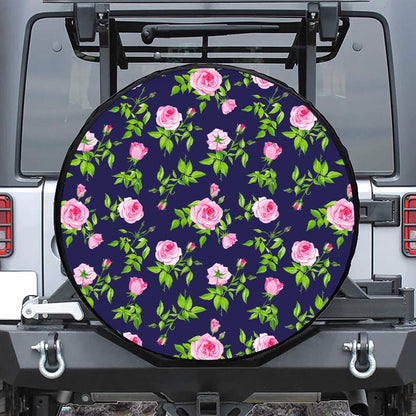 Pink Rose Floral Flower Pattern Print Tire Cover