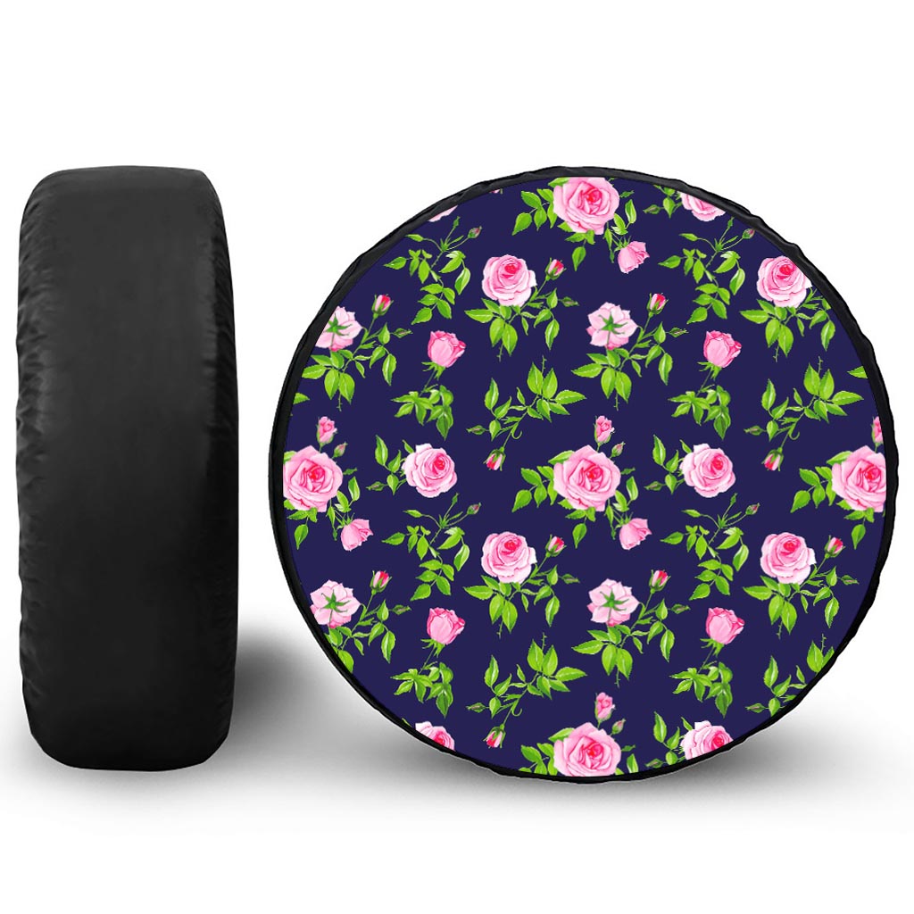 Pink Rose Floral Flower Pattern Print Tire Cover