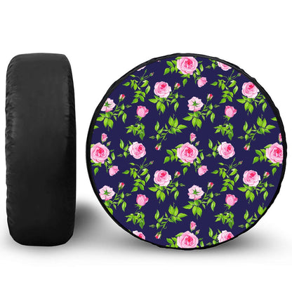 Pink Rose Floral Flower Pattern Print Tire Cover