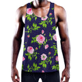 Pink Rose Floral Flower Pattern Print Men's Workout Tank Top