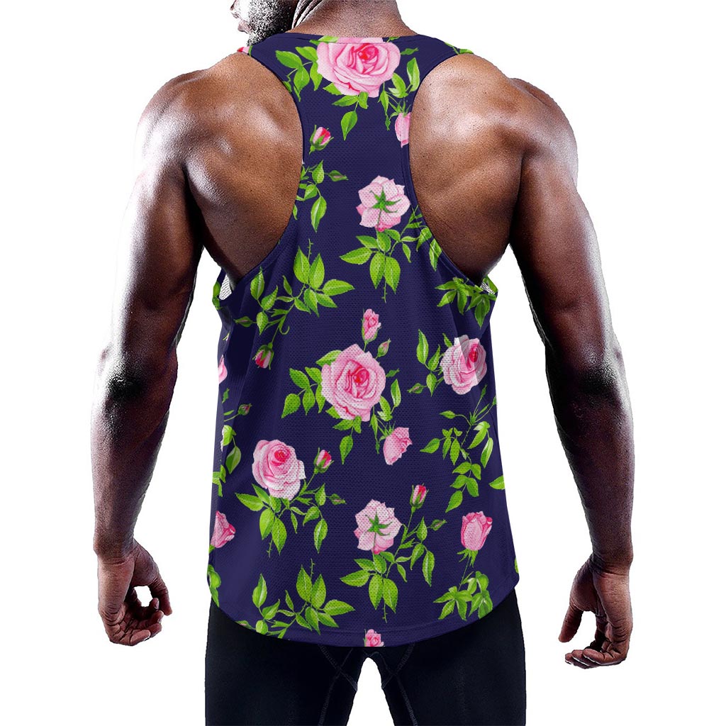 Pink Rose Floral Flower Pattern Print Training Tank Top