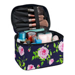 Pink Rose Floral Flower Pattern Print Travel Makeup Bag