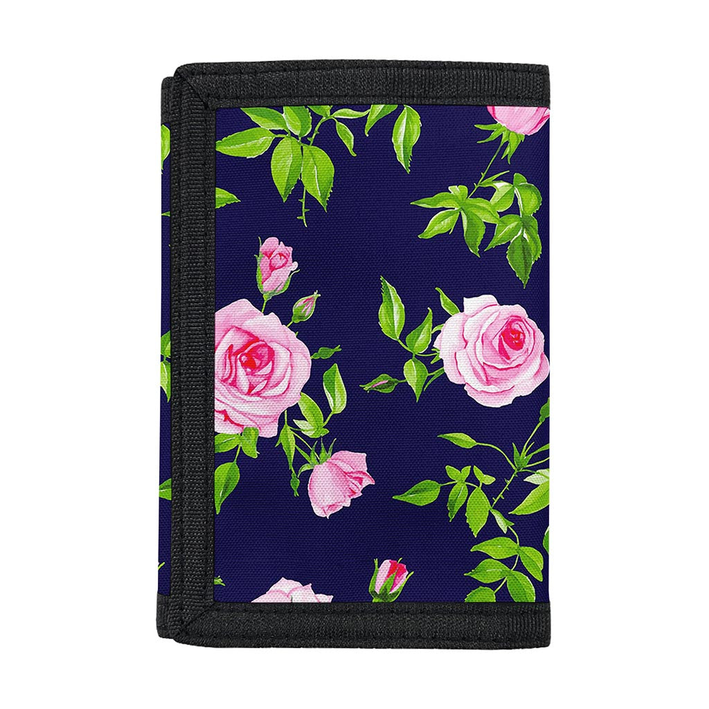 Pink Rose Floral Flower Pattern Print Trifold Wallet