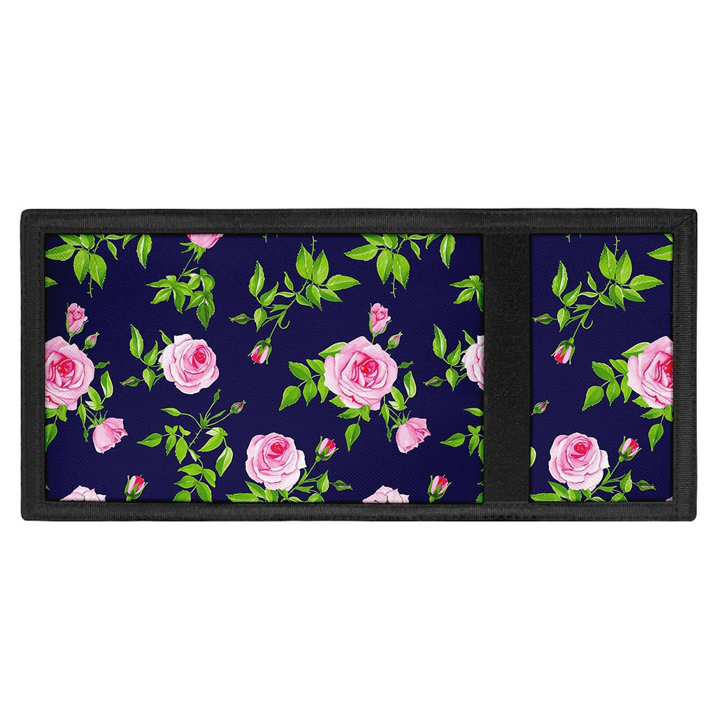 Pink Rose Floral Flower Pattern Print Trifold Wallet