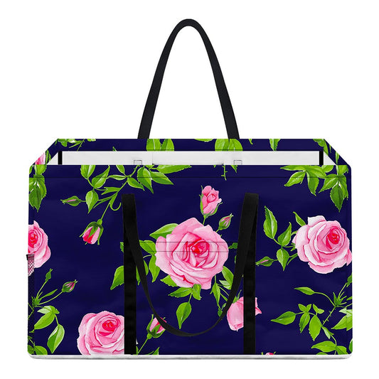 Pink Rose Floral Flower Pattern Print Utility Tote Bag