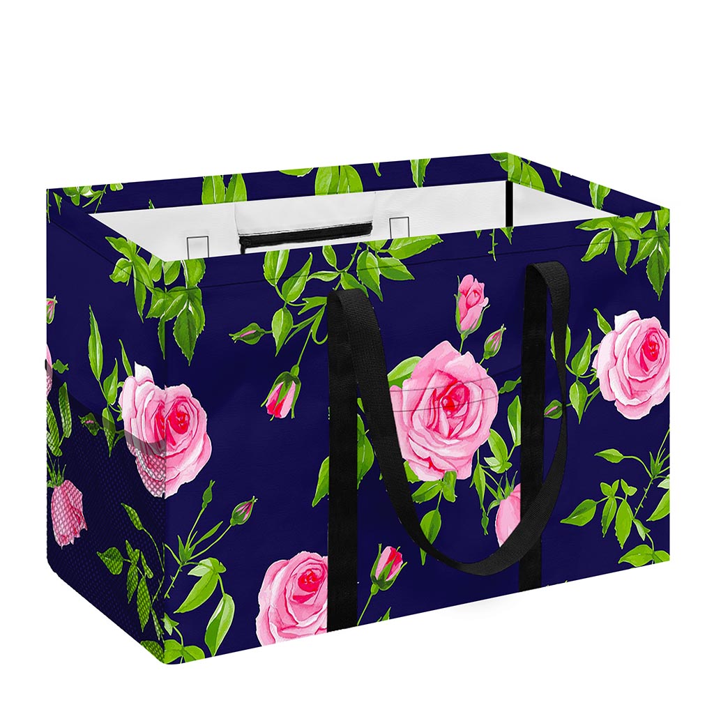 Pink Rose Floral Flower Pattern Print Utility Tote Bag