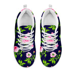 Pink Rose Floral Flower Pattern Print White Running Shoes