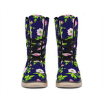 Pink Rose Floral Flower Pattern Print Winter Boots