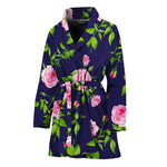 Pink Rose Floral Flower Pattern Print Women's Bathrobe