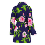 Pink Rose Floral Flower Pattern Print Women's Bathrobe