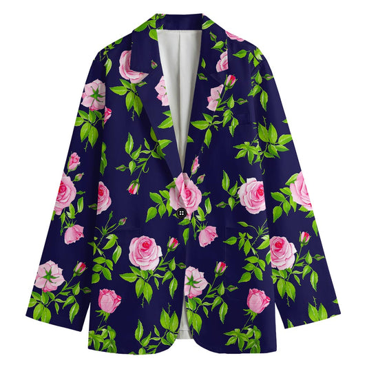 Pink Rose Floral Flower Pattern Print Women's Blazer