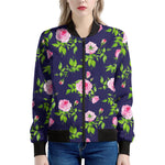 Pink Rose Floral Flower Pattern Print Women's Bomber Jacket