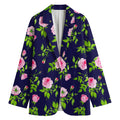 Pink Rose Floral Flower Pattern Print Women's Cotton Blazer