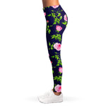 Pink Rose Floral Flower Pattern Print Women's Leggings