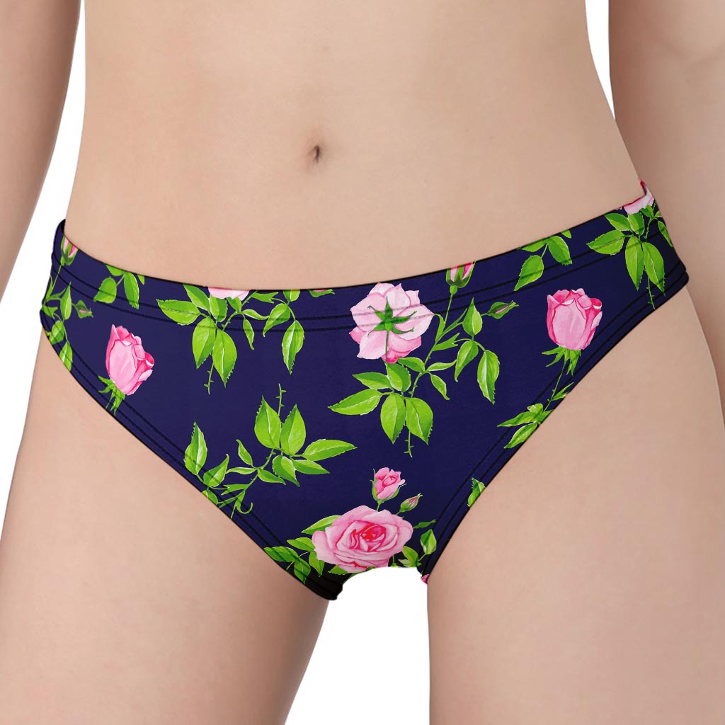 Pink Rose Floral Flower Pattern Print Women's Panties