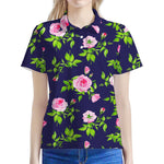 Pink Rose Floral Flower Pattern Print Women's Polo Shirt