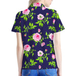 Pink Rose Floral Flower Pattern Print Women's Polo Shirt