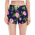 Pink Rose Floral Flower Pattern Print Women's Split Running Shorts