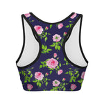 Pink Rose Floral Flower Pattern Print Women's Sports Bra