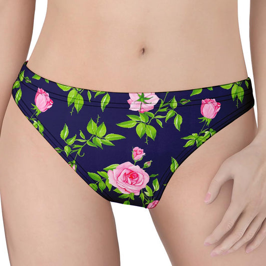 Pink Rose Floral Flower Pattern Print Women's Thong