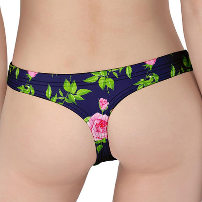 Pink Rose Floral Flower Pattern Print Women's Thong