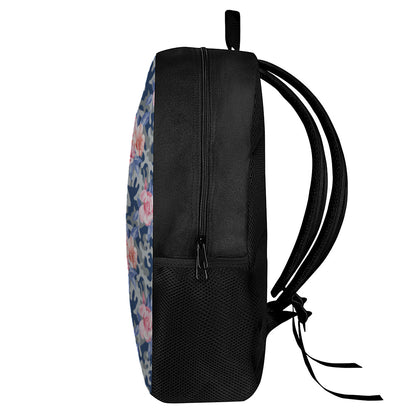 Pink Rose Flower Camouflage Print 17 Inch Backpack