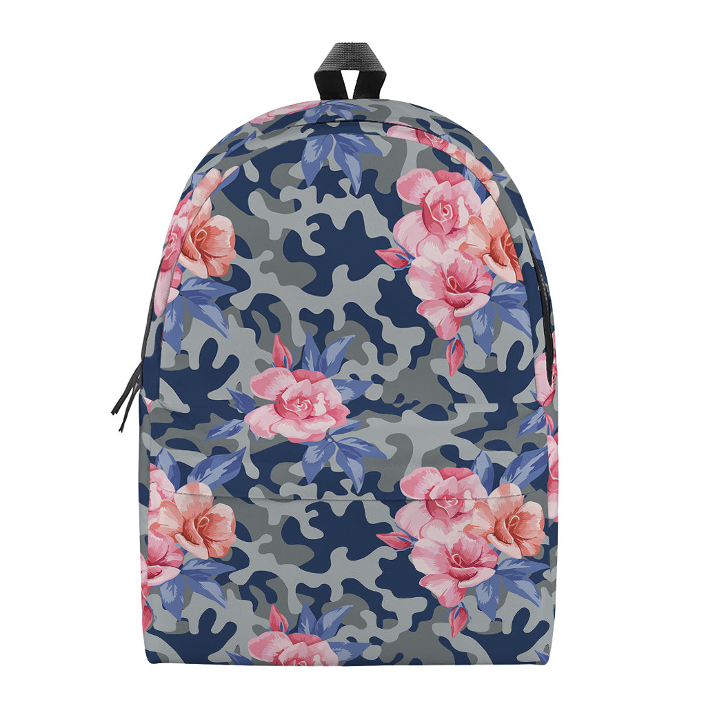 Pink Rose Flower Camouflage Print Backpack