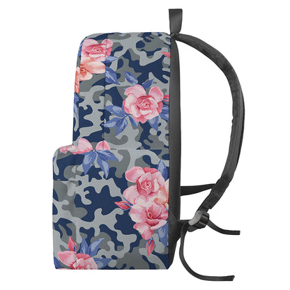 Pink Rose Flower Camouflage Print Backpack