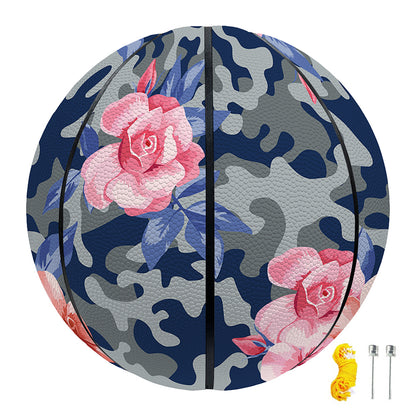 Pink Rose Flower Camouflage Print Basketball