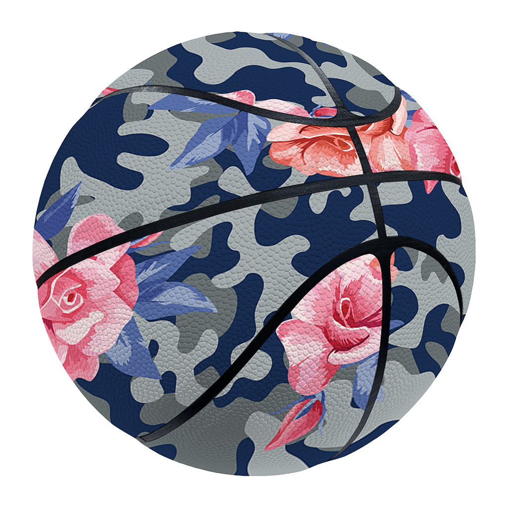 Pink Rose Flower Camouflage Print Basketball