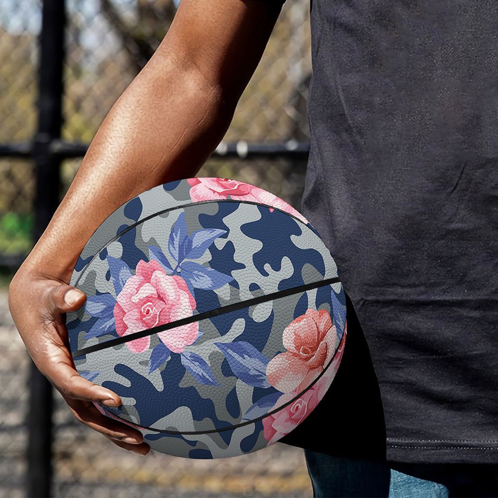 Pink Rose Flower Camouflage Print Basketball