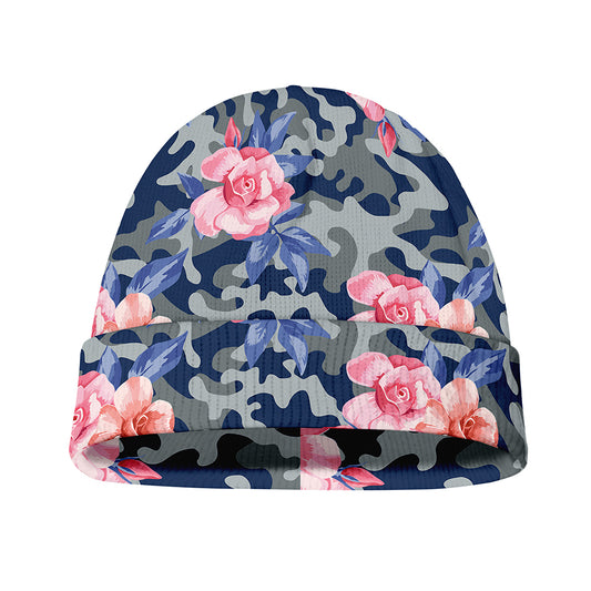 Pink Rose Flower Camouflage Print Beanie