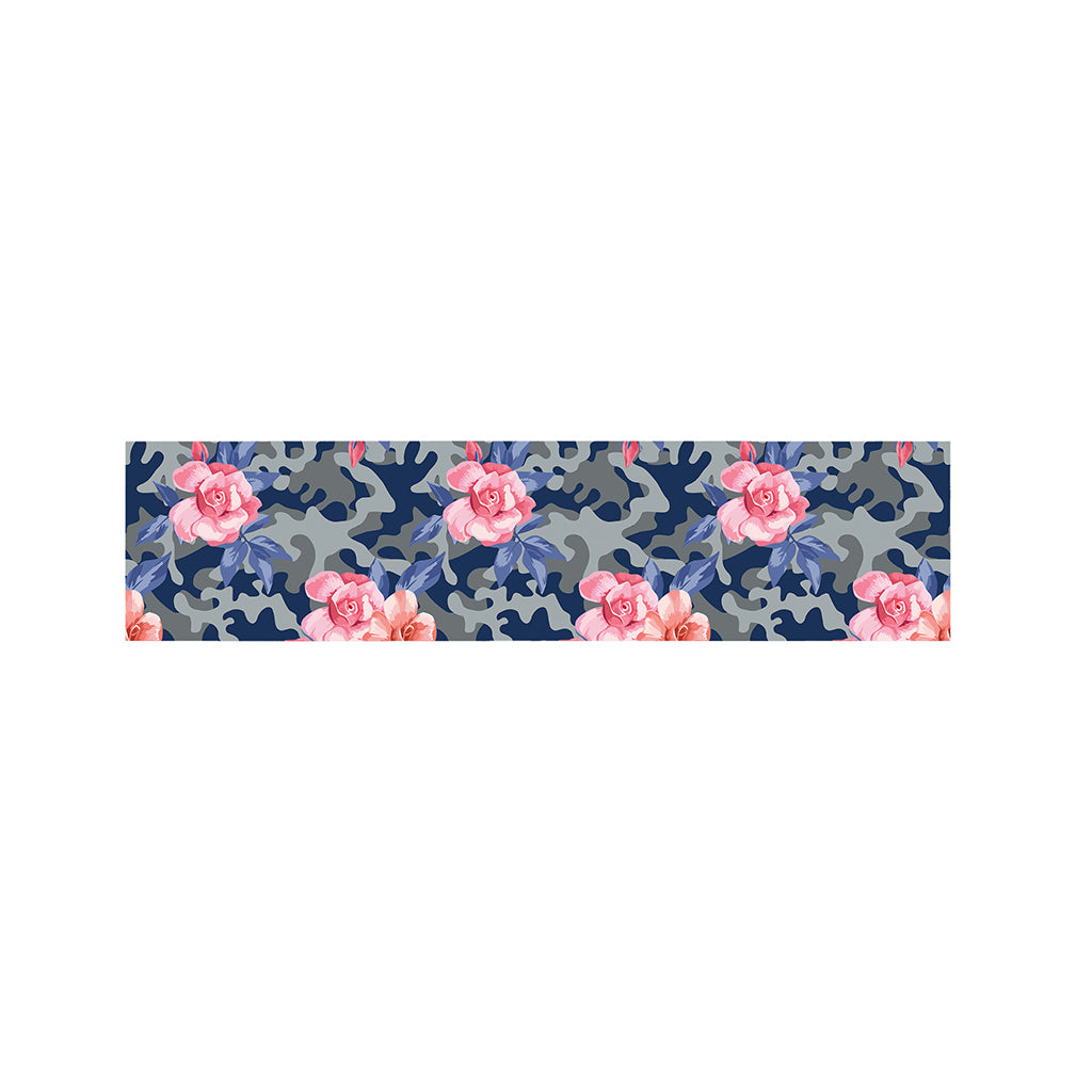 Pink Rose Flower Camouflage Print Bed Runner