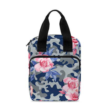 Pink Rose Flower Camouflage Print Bible Tote Bag
