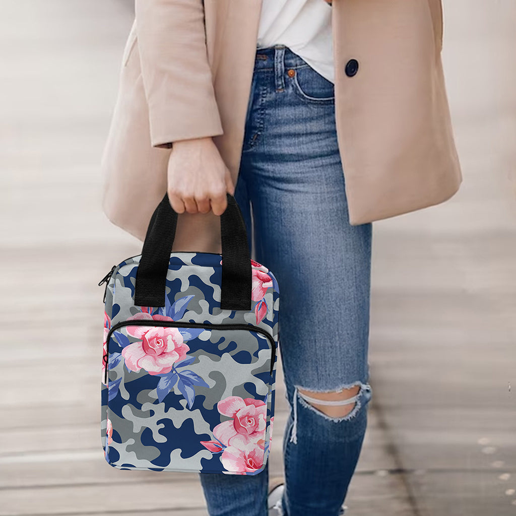 Pink Rose Flower Camouflage Print Bible Tote Bag