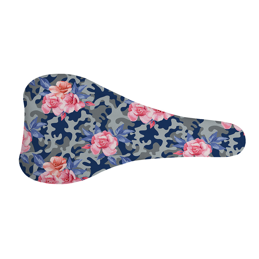 Pink Rose Flower Camouflage Print Bicycle Seat Cover