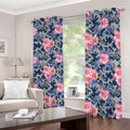 Pink Rose Flower Camouflage Print Dimout Grommet Curtains