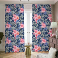 Pink Rose Flower Camouflage Print Dimout Pencil Pleat Curtains