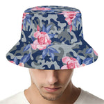 Pink Rose Flower Camouflage Print Bucket Hat