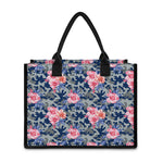 Pink Rose Flower Camouflage Print Canvas Tote Bag