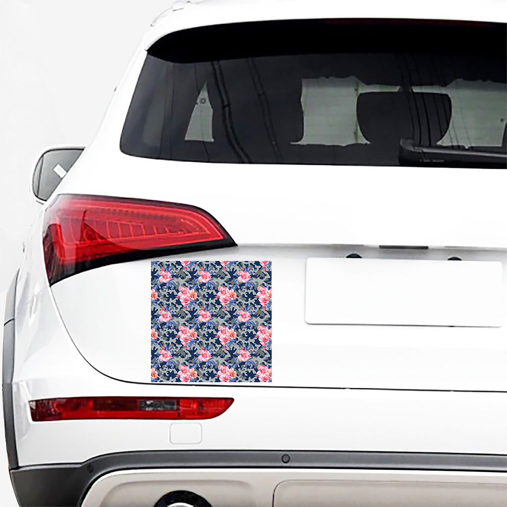 Pink Rose Flower Camouflage Print Car Sticker